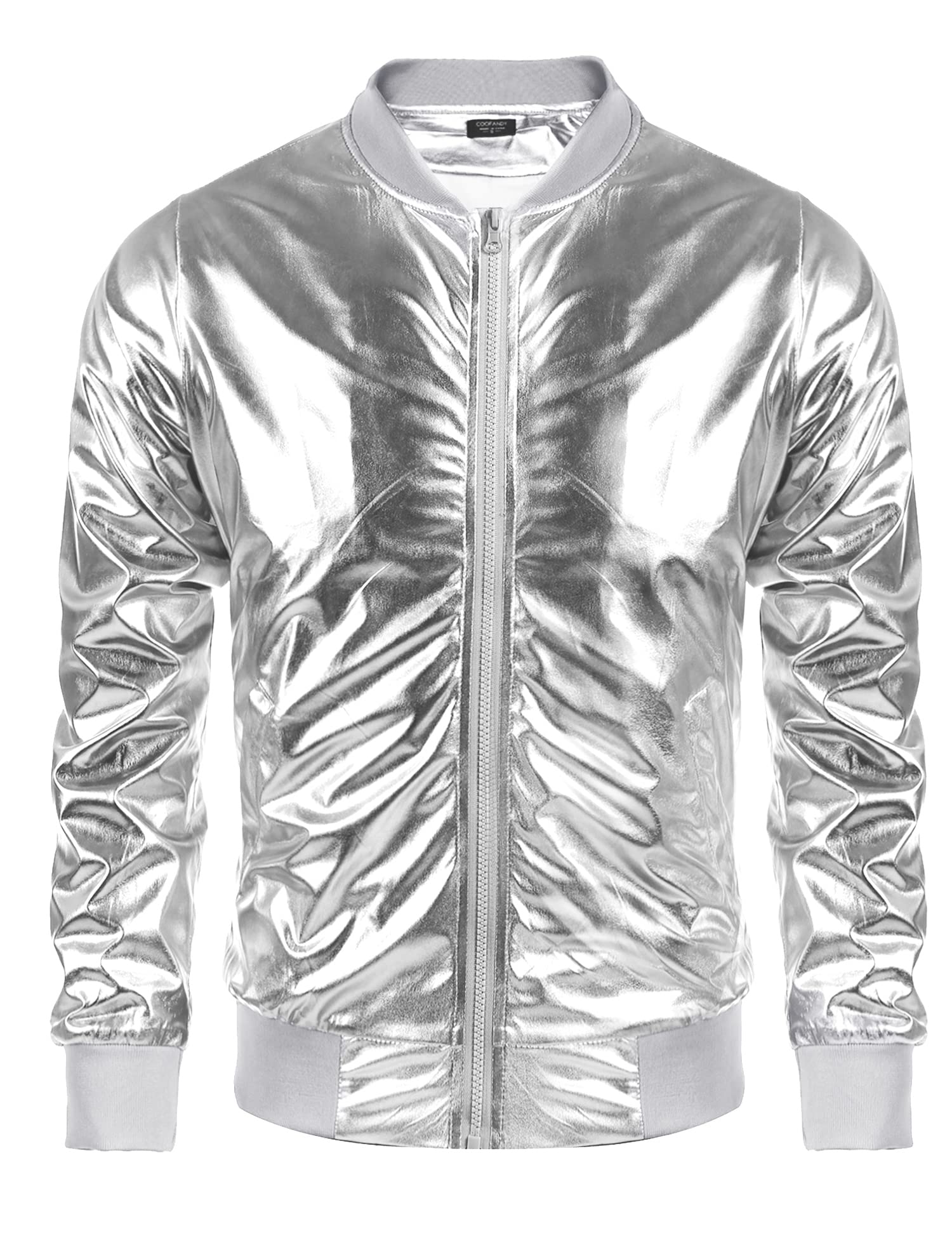 COOFANDY Mens Coat Metallic 70s Disco Christmas Party Varsity Jacket Zip-up Baseball Bomber
