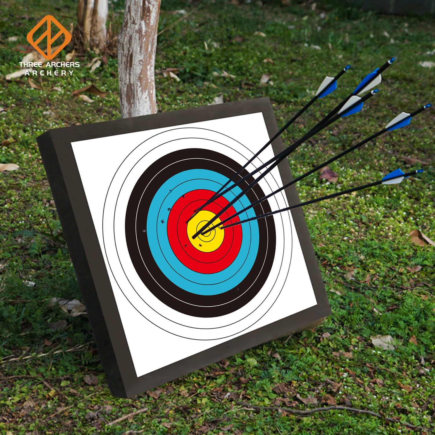 THREE ARCHERS Cible de tir à l'arc 50x50cm Ensemble de cibles Haute densité en mousse légère et durable avec 5 supports et 4 clous de fixation pour le tir à l'arc