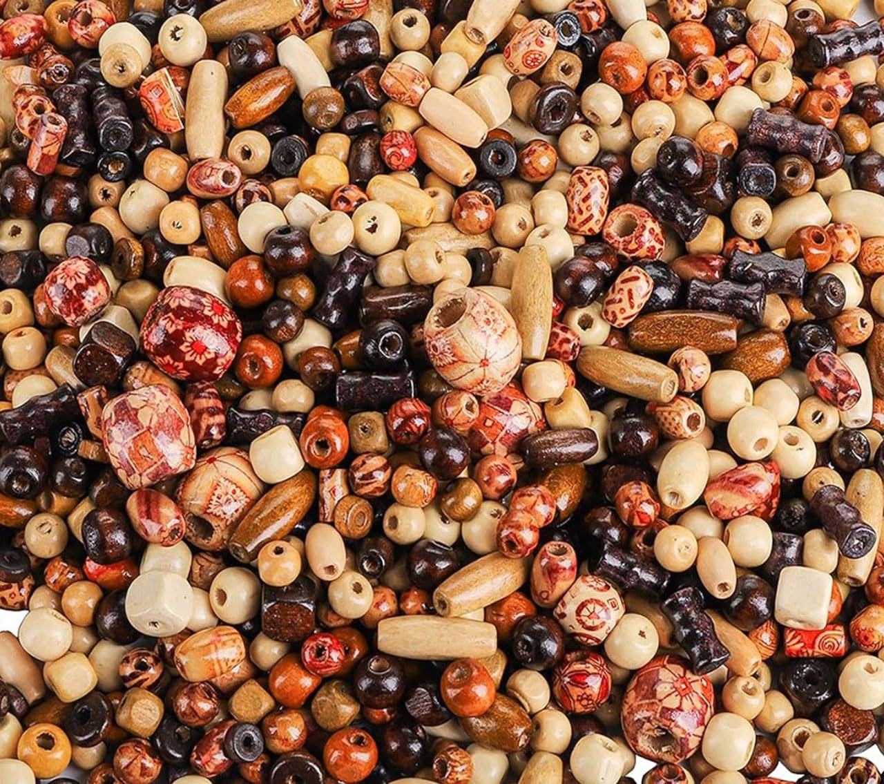 DIY Crafts Mix Rondelle Drum Dreadlock Large Hole Barrel Spacer Beads Natural Wood Hair Braid Beads Mixed for Macrame Jewelry Craft Making Hole Anklet Jewelry Craft Making, Set Contain Pcs:- (260)