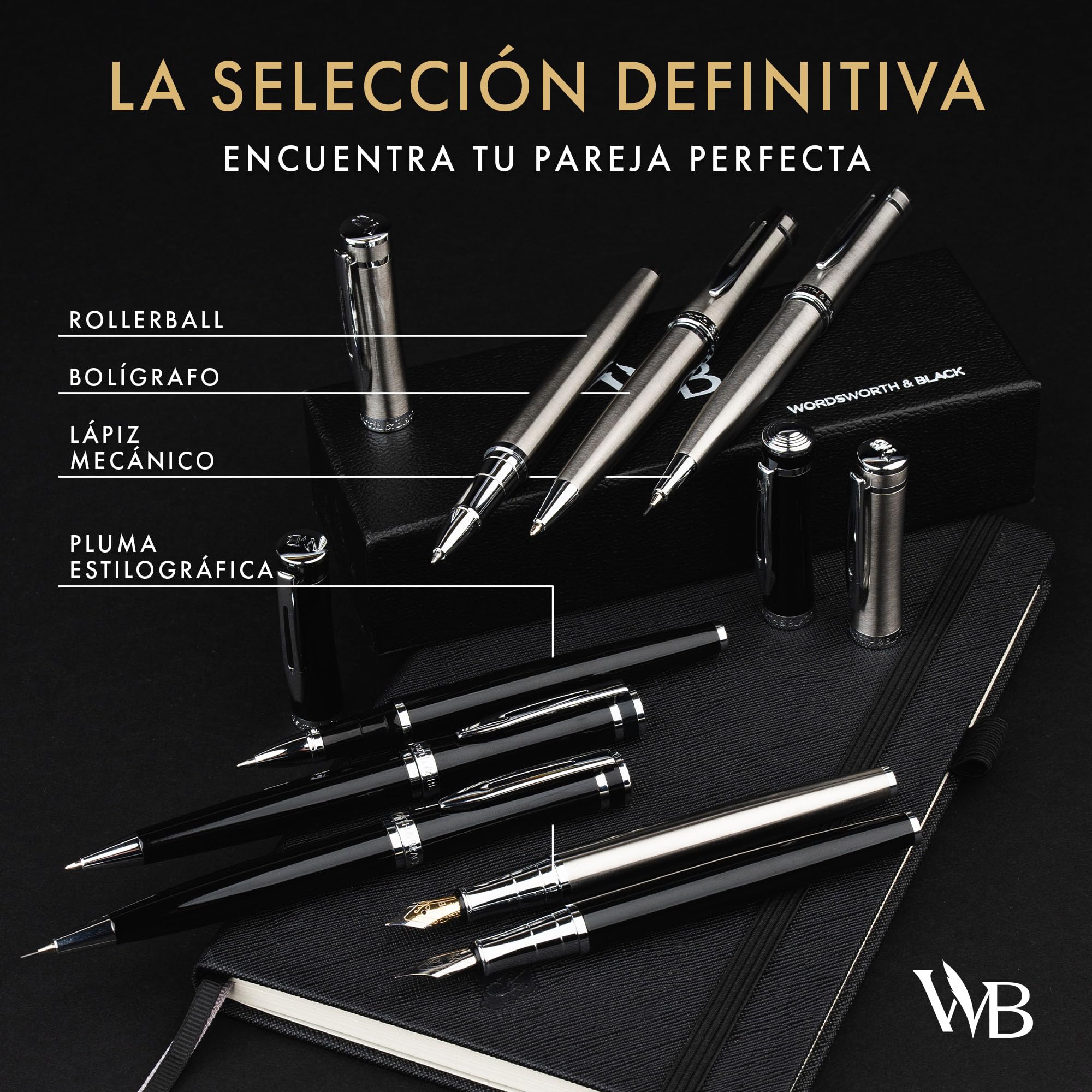 Wordsworth y Black Lápiz Mecánico Mina de Grafito - Acabado en Cromo Plateado, Mina de 0,7 mm, Mejor Set para Hombres y Mujeres, Lápices Profesionales de Oficina
