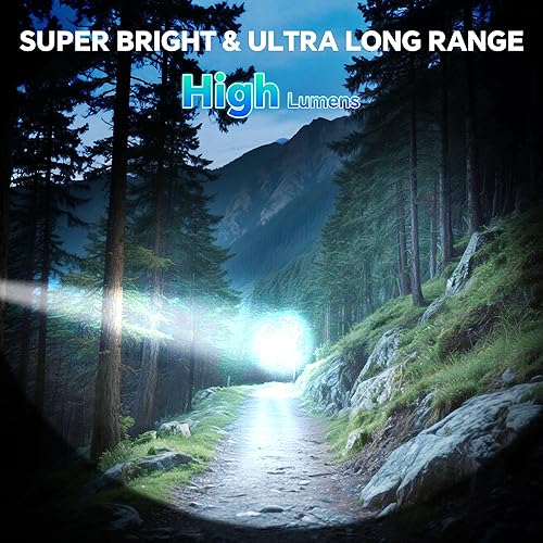 Miniatura 2 de Paquete de 3 linternas recargables de alto lúmenes, linterna súper brillante con pantalla digital LCD, 5 modos, linterna LED ajustable, linternas