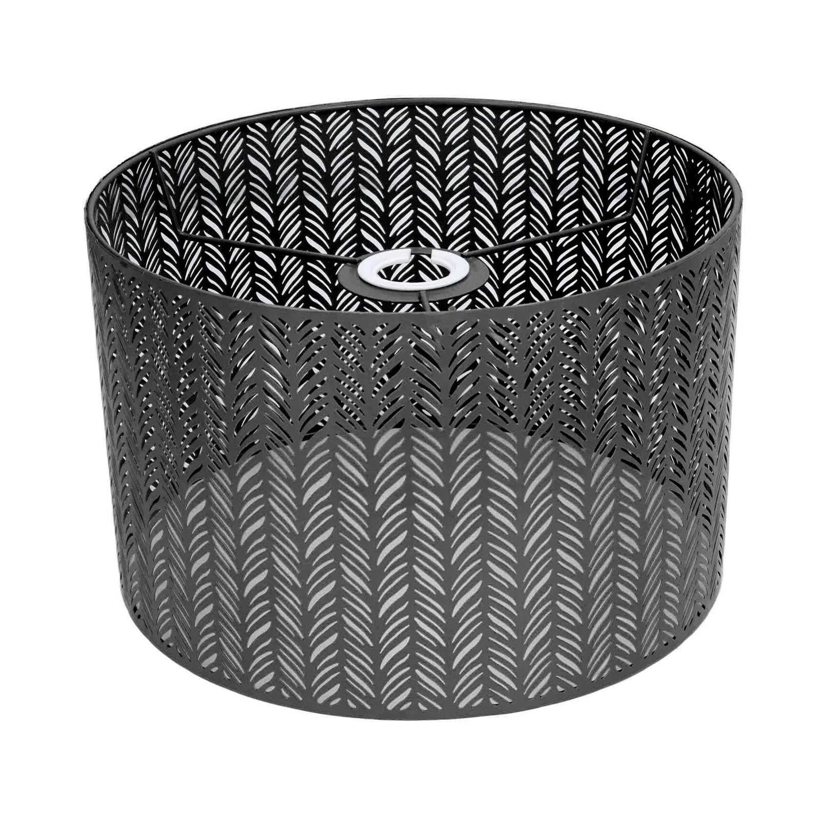 Luxemetals A Black Leaf Design Drum Lamp Shade - E27/E14 Compatible Metal Lampshade(A Black)