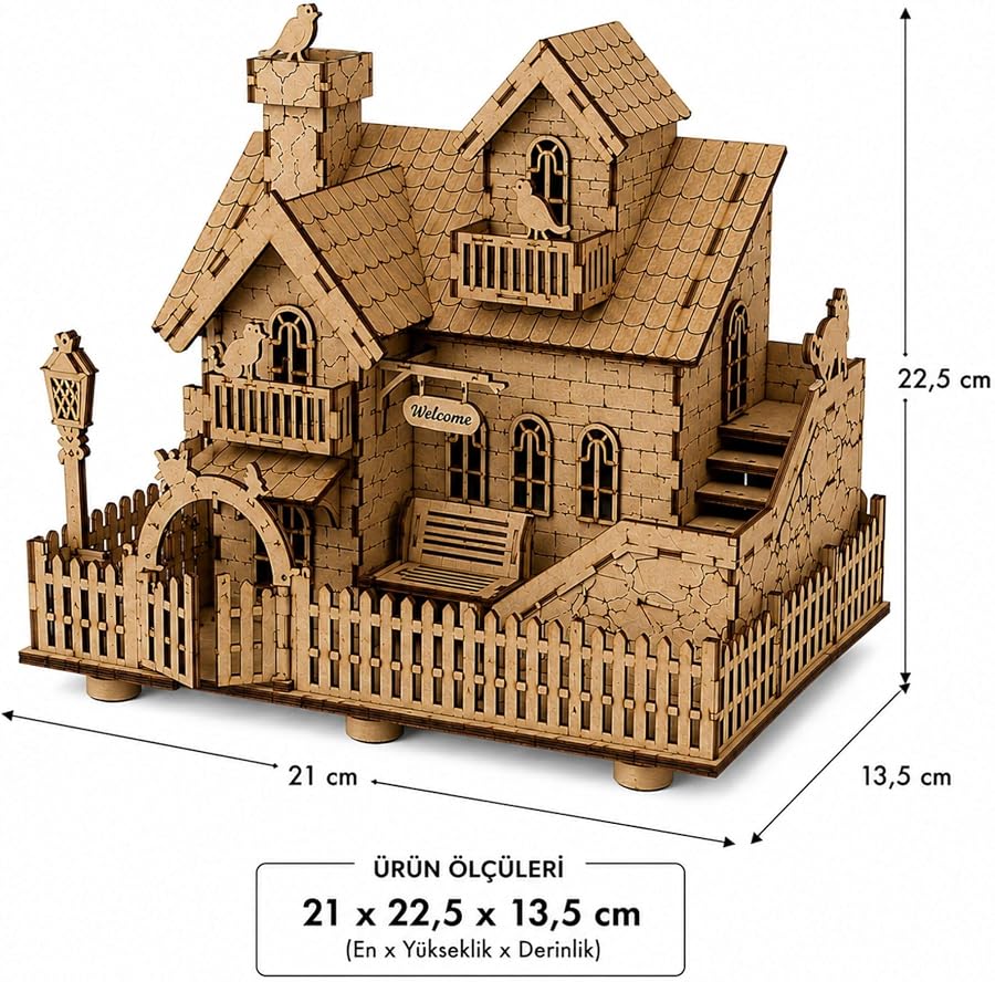 AlgWoodDesign Ahşap Ev Maketi 82 Parça - Görsel 2