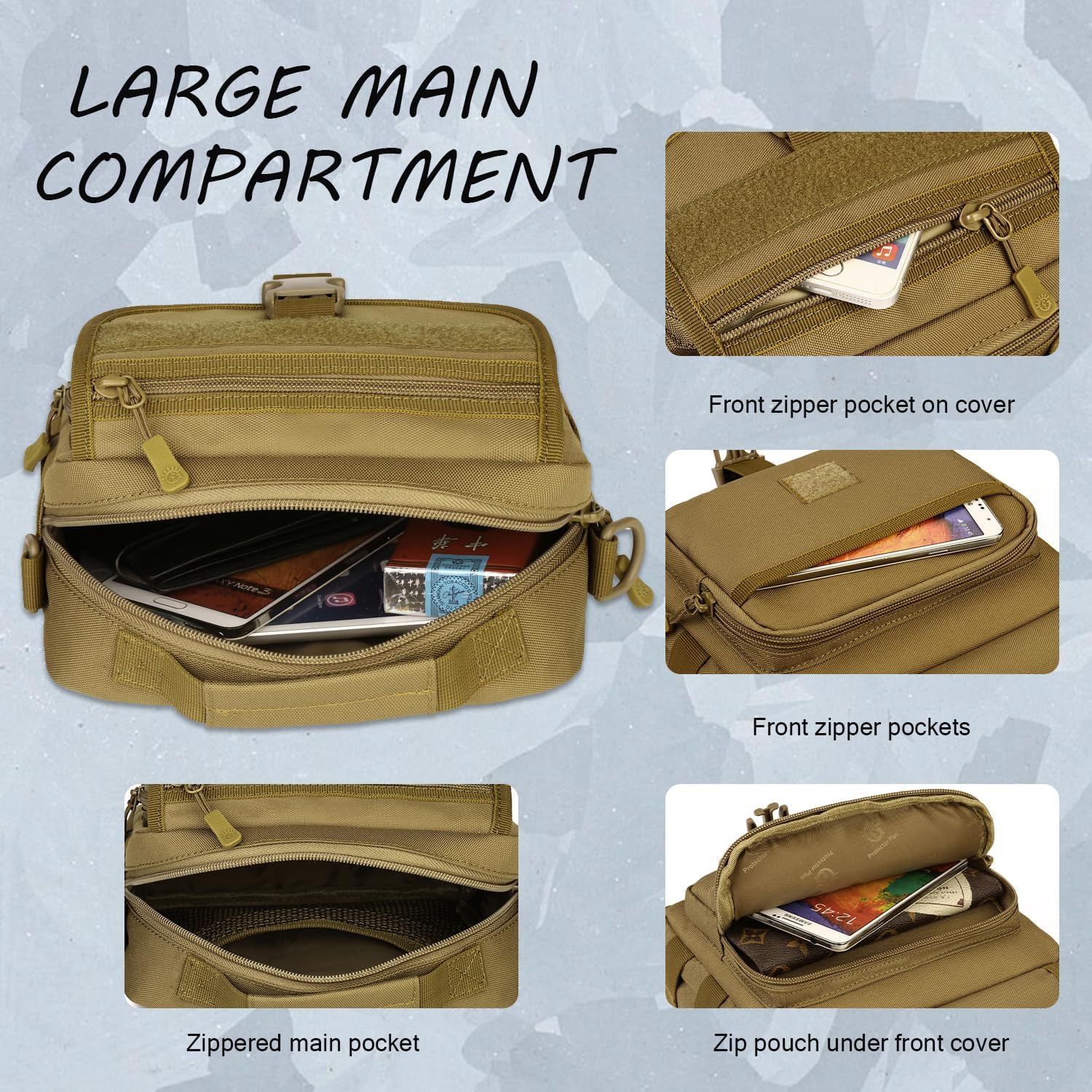 Protector Plus Tactical Messenger Bag Men Small Military MOLLE Crossbody Pack (Patch Included) - Image 6