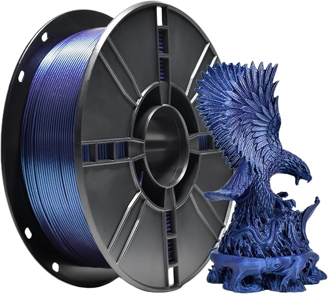 iBOSS Filament PLA do drukarki 3D, zmieniający kolor, 1,75 mm, kameleon PLA 1,75, z proszkiem brokatowym, szpula 1 kg do drukarki 3D FDM (kameleon niebieski + fioletowy)
