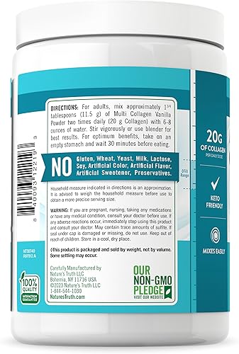 Miniatura 7 de Nature's Truth Proteína en polvo multicolágeno | 9 onzas | Péptidos de colágeno alimentados con pasto tipo I, II, III, V y X | Suplemento sin OMG y