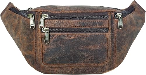 Miniatura 4 de KOMALC Riñonera de piel de búfalo de alta calidad, bolsa de viaje multifunción para mujeres y hombres, ajustable con múltiples bolsillos y