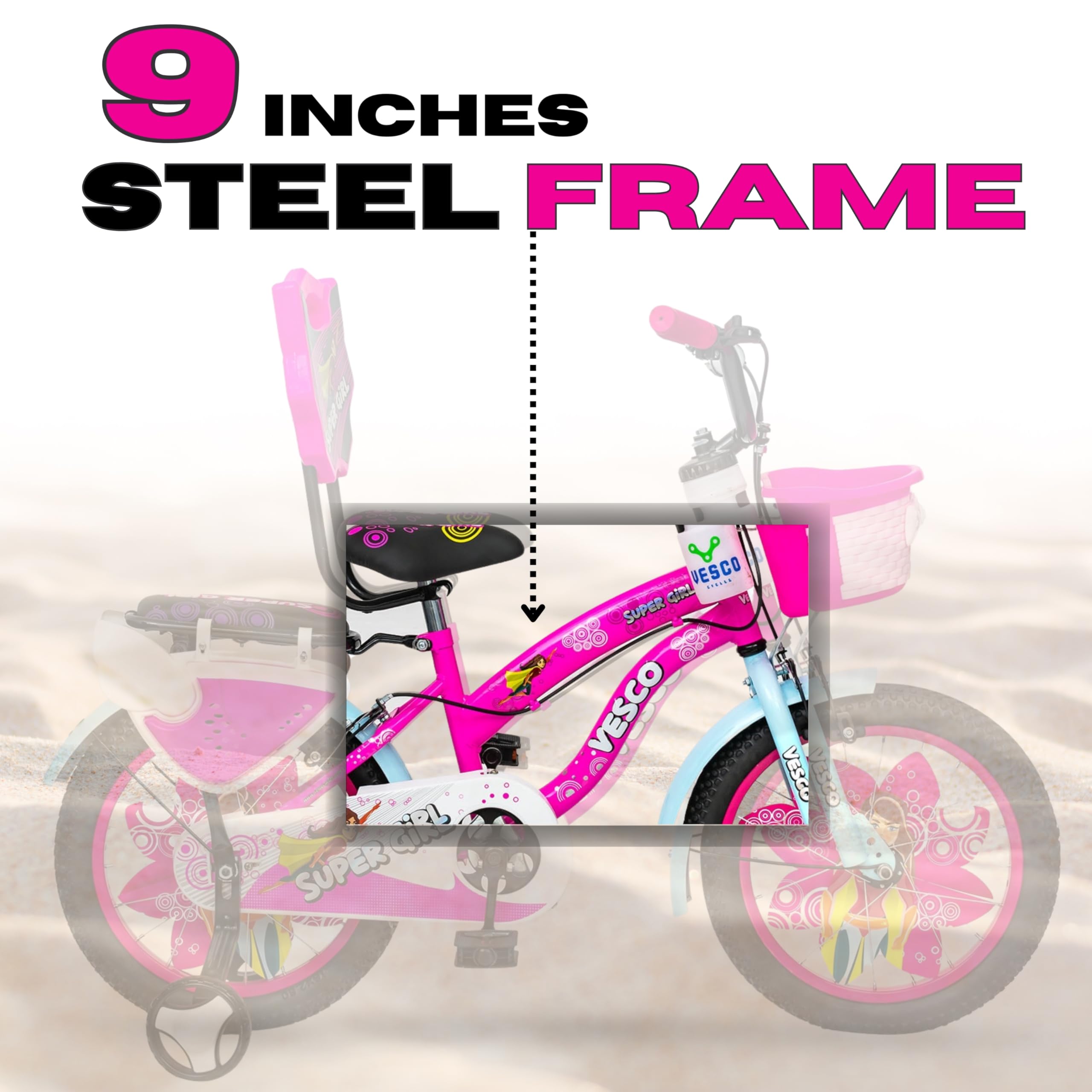Vesco Super Girl 14t Cycle For Kids Girls With Balance