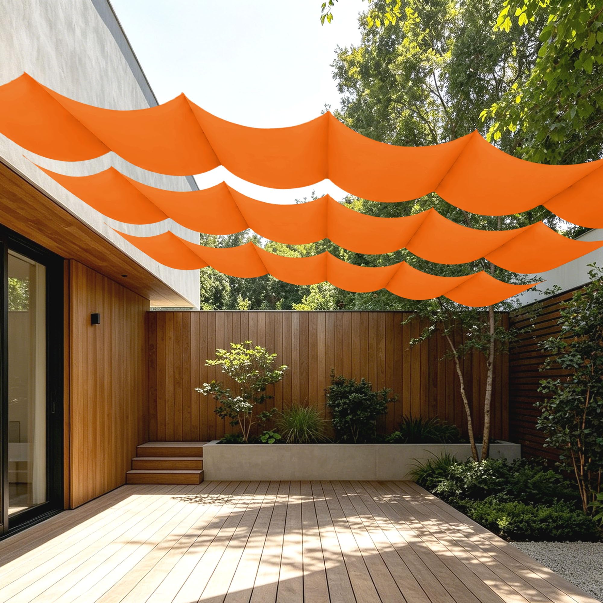 Voile d'ombrage rétractable vague 2x2.2m orange pour terrasse