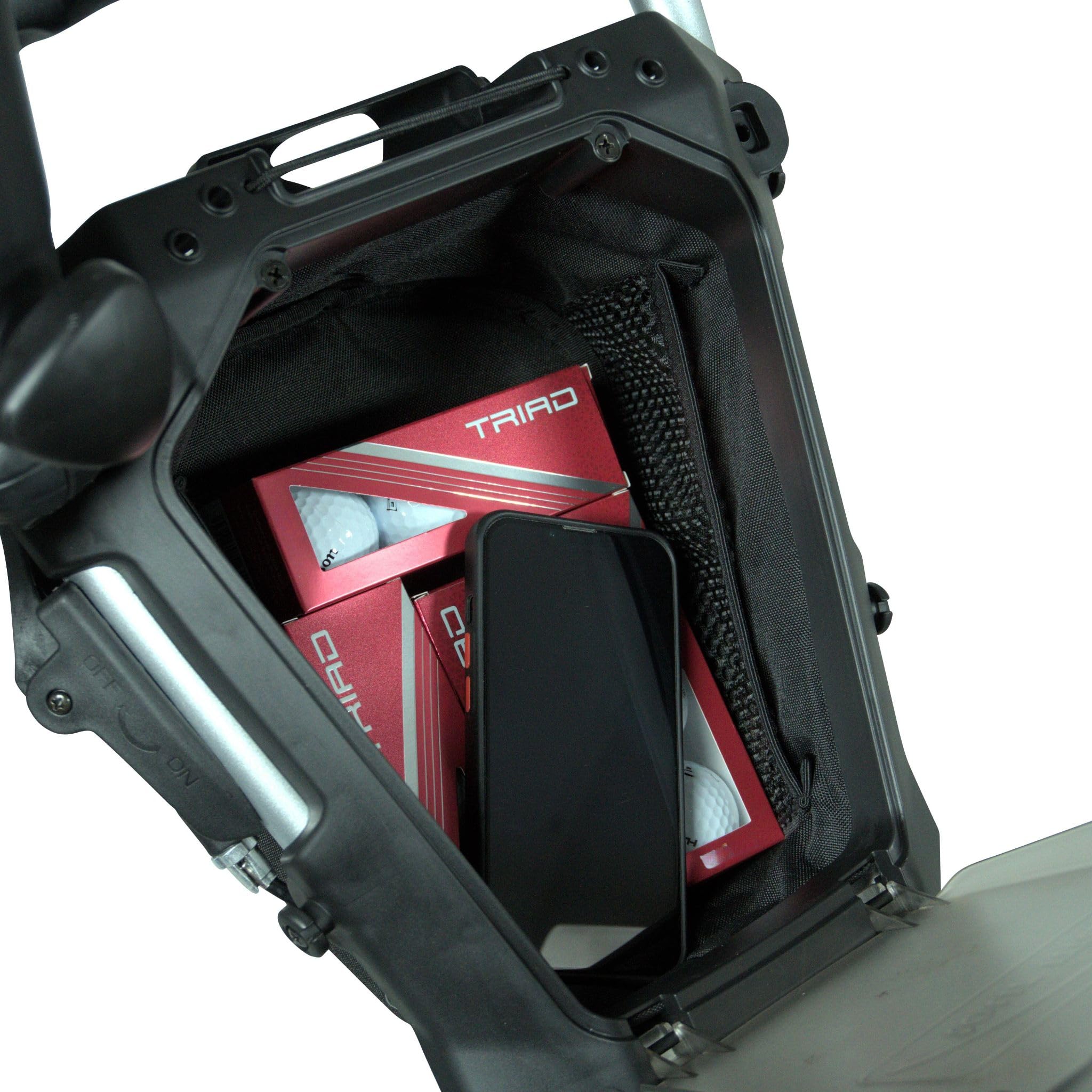 tour-made Chariot de Golf Pliable RT-140/150 & 160 I Chariot de Golf à Pousser I 3 Roues I Charge maximale de 25 kg I Qualité Allemande I Nombreux Accessoires Inclus