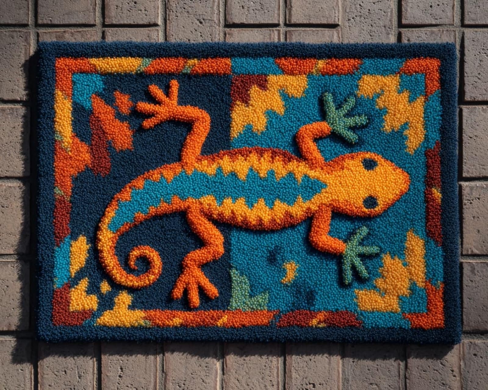 Wallphantom DIY Craft Latch Hook Rug Kits,Animal Lizard,Printed Carpet Crochet Yarn Kits,Handcraft Cushion Crocheting Hook Home Decoration for Family Friends,55x75cm