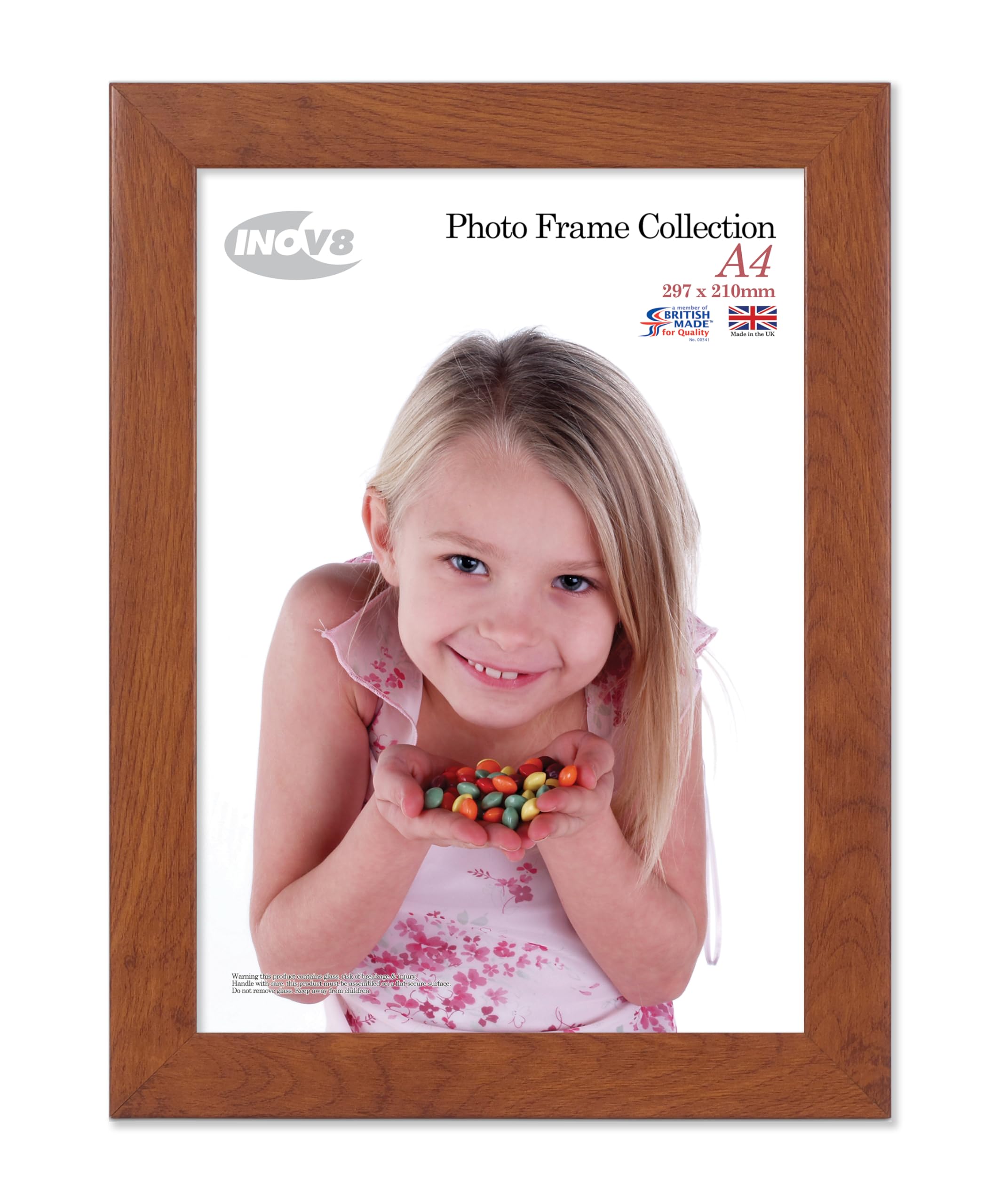 Inov8 Golden Oak Framing - A4 (21X29.7cm) Photo Frame - Wood Effect - Glass