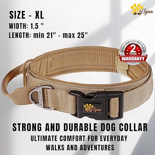 Miniatura 10 de ADITYNA - Collar táctico para perros grandes - Collar de perro con relleno suave, resistente, ajustable, color burdeos con asa para entrenar y