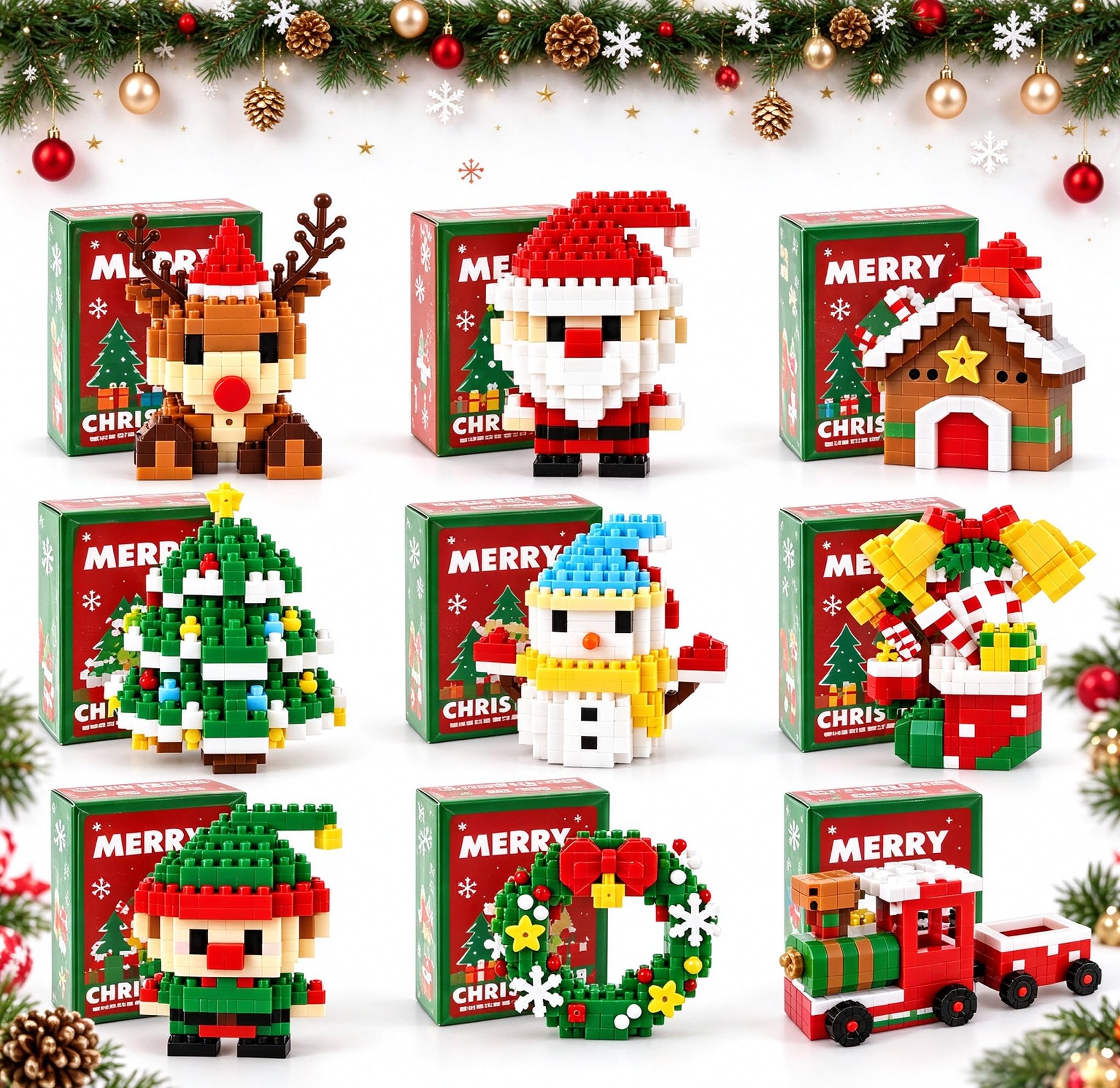 Yozexin Christmas Building Blocks, DIY Santa Snowman Tree Stocking Fillers