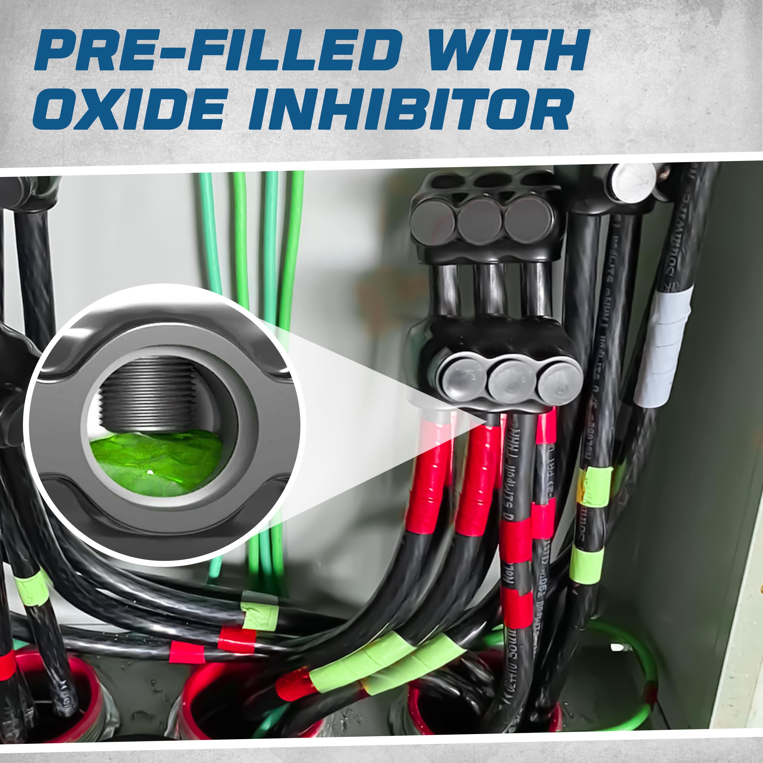 OHLECTRIC Paquete de 10 conectores de cable aislados de 3 puertos de entrada de un solo lado para terminales de rango de cable 3/0-6 con tornillo hexagonal 7/32, prellenado con inhibidor de óxido