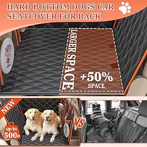 Dog Car Seat Cover for Back SeatHammock Seat CoversBack Seat Extender for Dogs, Back Seat Pet Cover for Dogs Hard Bottom Holds 500lbsLarge Space Sturdy Waterproof Dog Seat Cover for Car, SUV, Truck