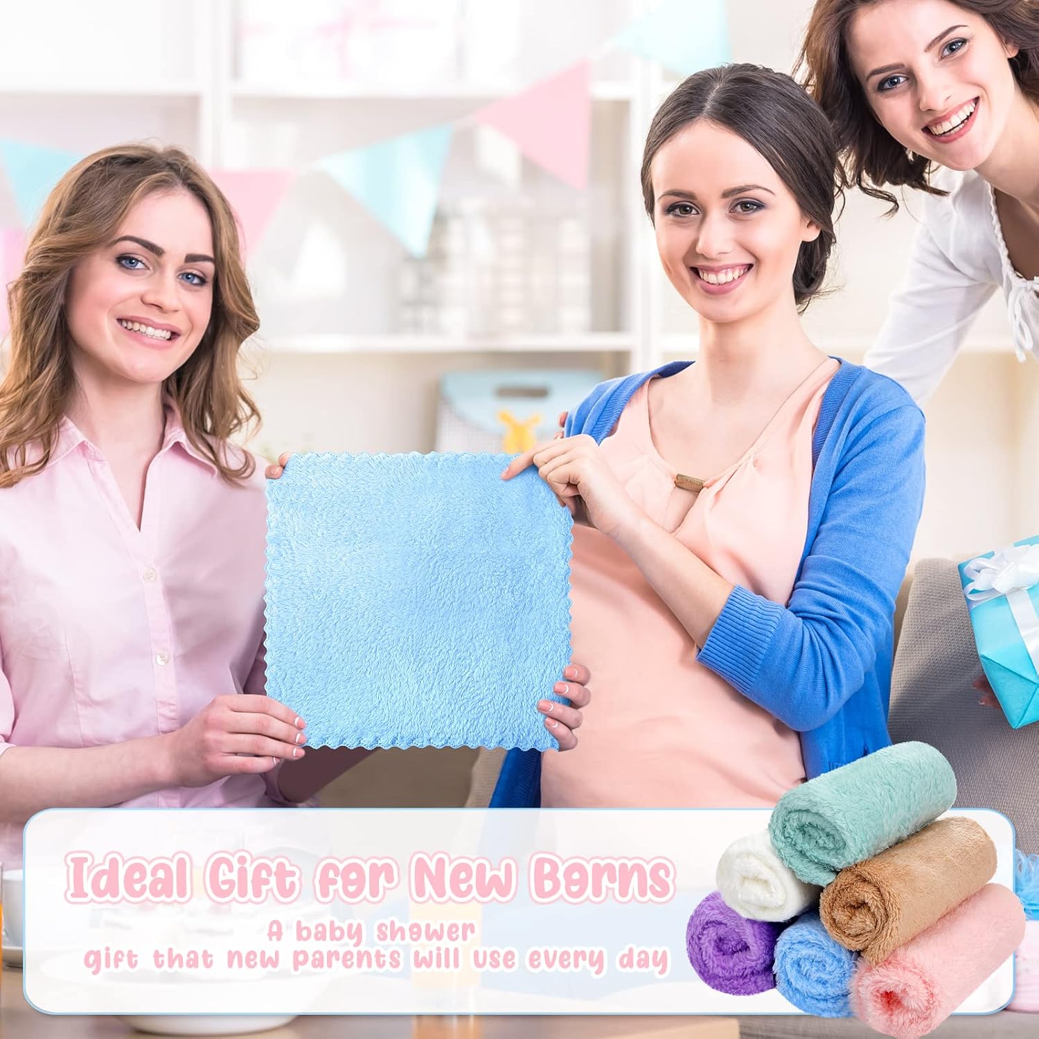 Chumia 96 Pack Baby Washcloths Bulk 10 x 10 Inch Soft Microfiber Coral Fleece Baby Face Towels Absorbent Wash Cloths for Newborn and Toddler,Gentle on Sensitive Skin for Face Body(Multicolor)