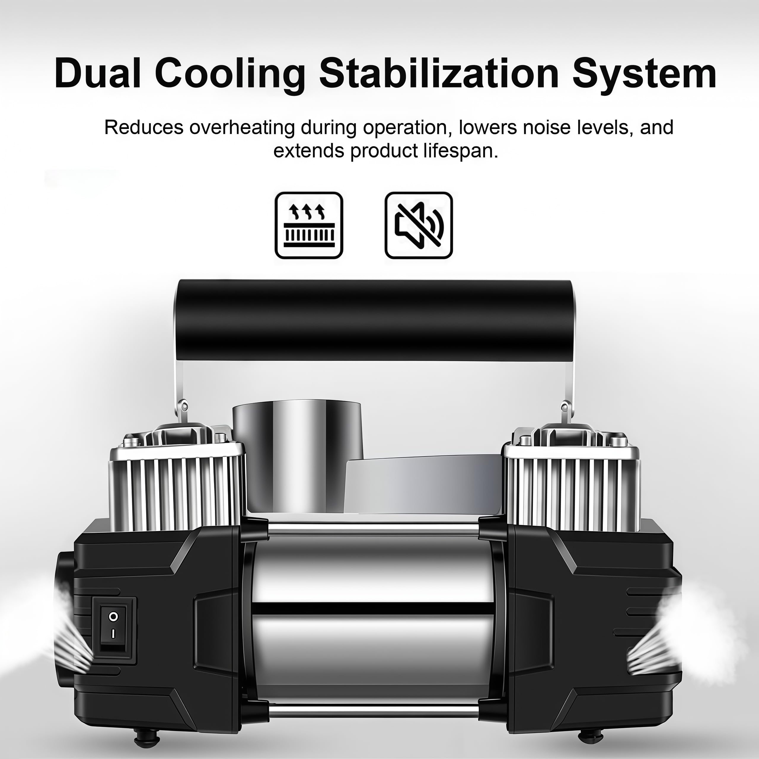 Digital 12V Luftkompressor, Digital Kompressoren Reifen Inflator, Doppelzylinder Luftkompressor Metall Reifenpumpe 50L/min,Doppelzylinder Luftpumpe Kompressoren für Auto, LKW