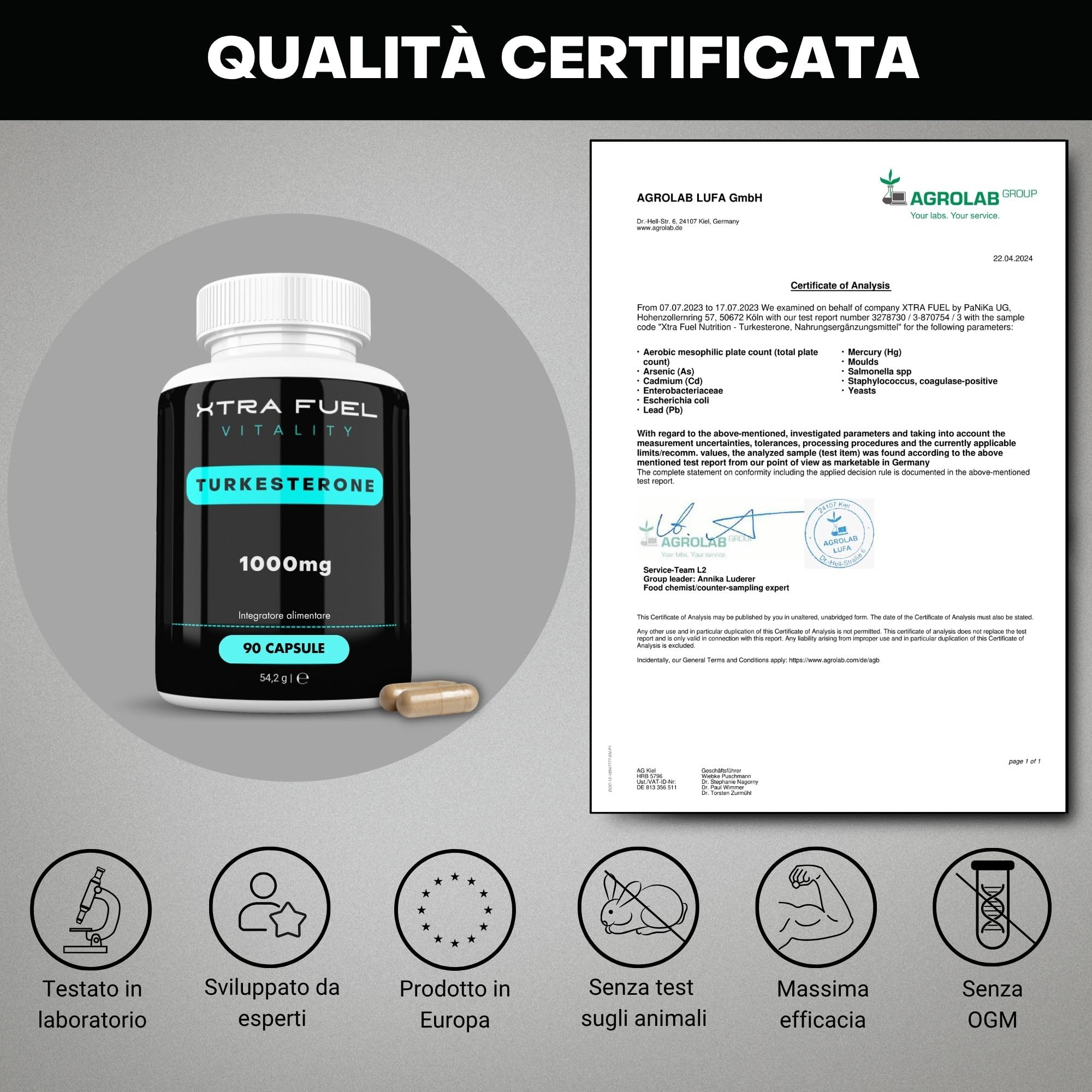 Premium Turk. Capsule - 1000 mg di dose giornaliera - 90 capsule (dose elevata) - Estratto naturale e testato in laboratorio - Popolare per il bodybuilding e l'allenamento con i pesi