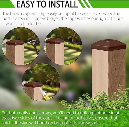 Miniatura 5 de TonGass Paquete de 24 tapas de madera para postes de valla de madera de 4 x 4 pulgadas (3 58 pulgadas), cubierta de madera para postes de terraza,