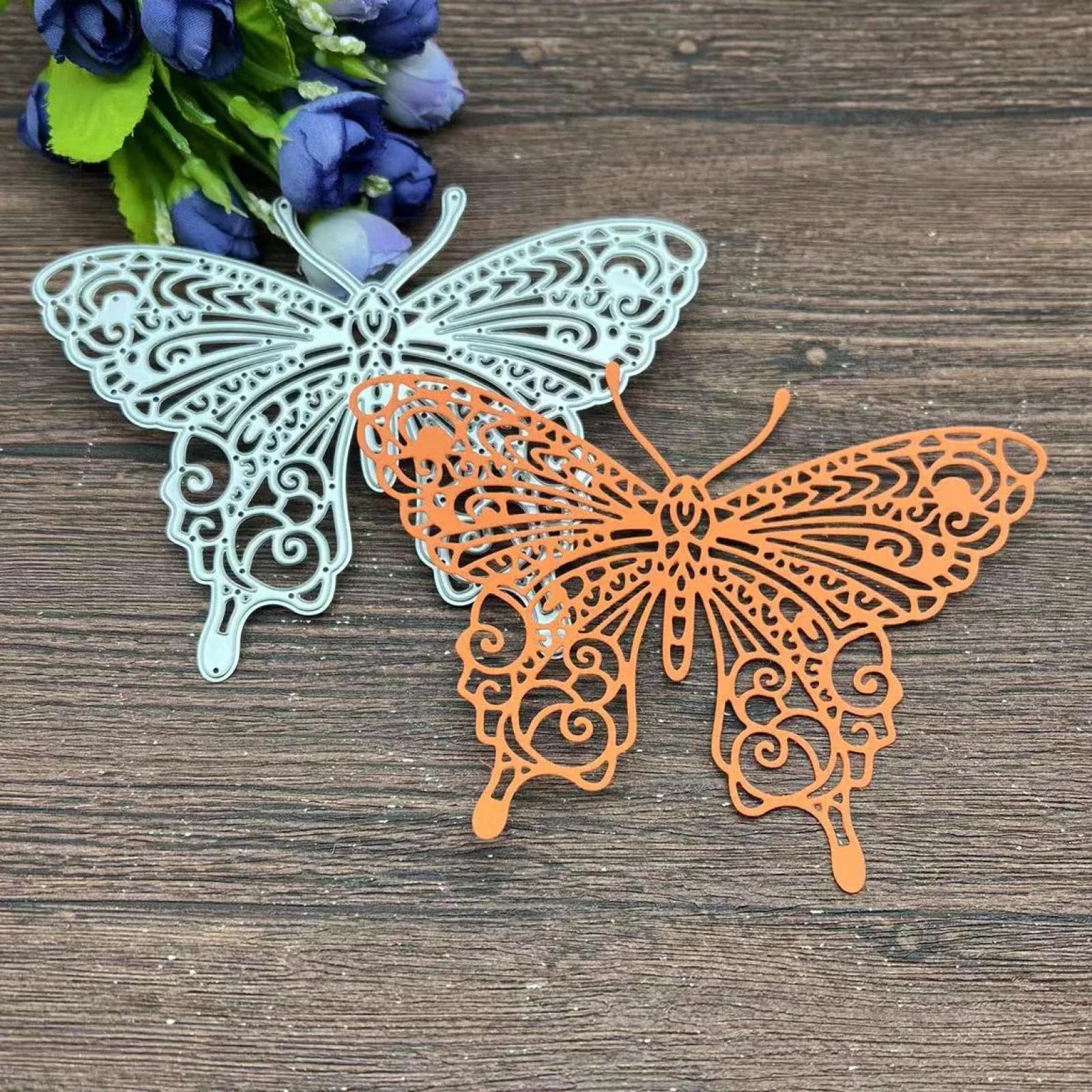 Matrice Découpe Scrapbooking Cadre Photo & Papillon - 2 Dies Métal Pour Cartes DIY Et Embellissements