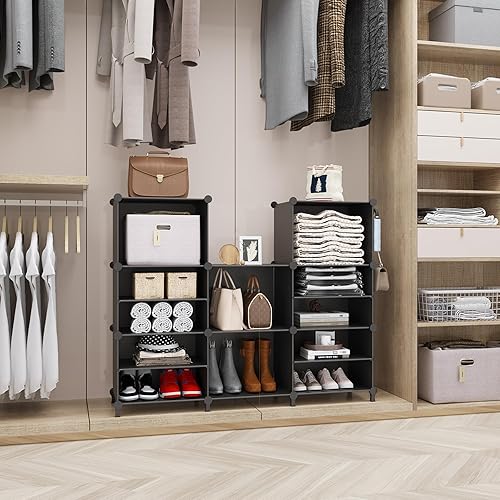 Miniatura 4 de AWTATOS Organizador de armario, organizador de armario de 8 cubos, estantes de almacenamiento de armario, organizadores de almacenamiento de ropa
