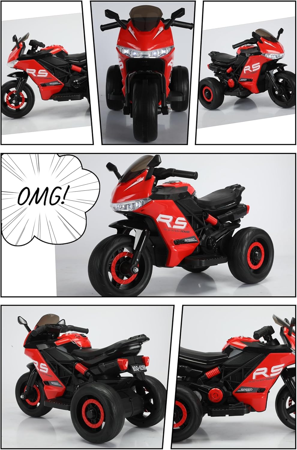 子供乗用三輪　電動バイク レッド 電動乗用玩具 電動3輪バイク アメリカン 赤 レッド Amazon.co.jp