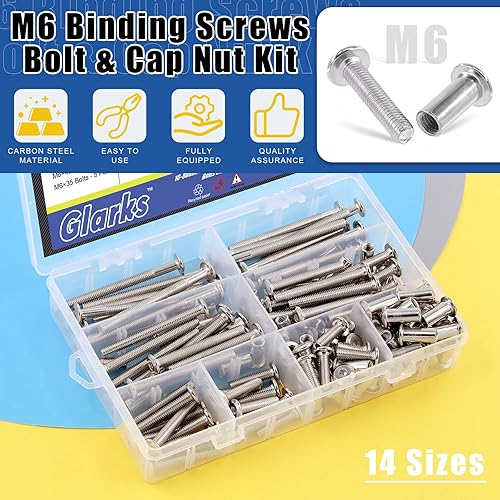 Miniatura 10 de Glarks Juego de 25 tornillos de rosca hexagonales negros M6 x 1.969in con cabeza Allen, muebles de cama de bebé, tornillos de cuna y tuercas de