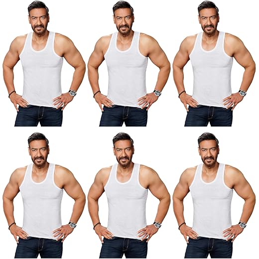 Amul Comfy Mens Cotton White Vest Pack of 6