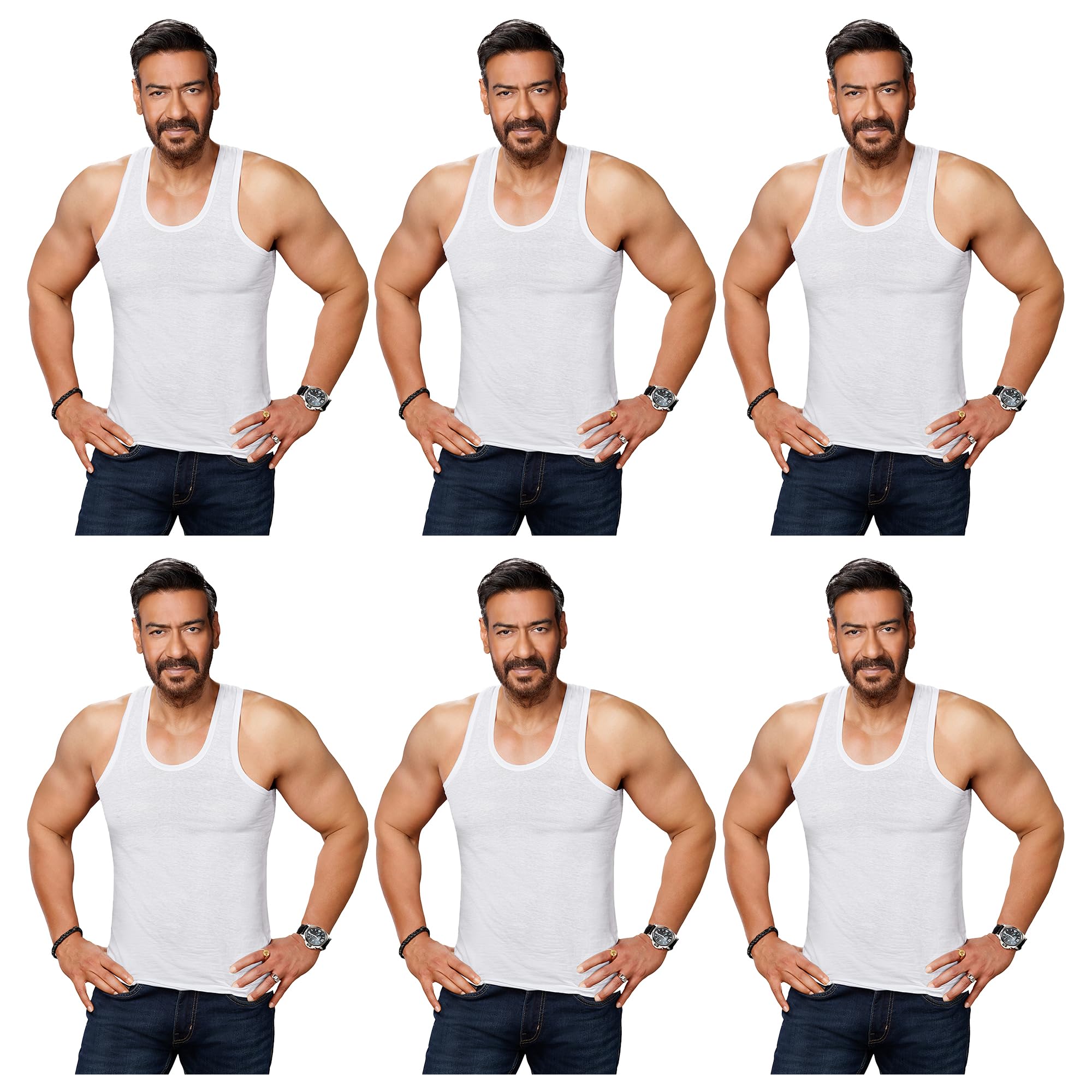 Men's Cotton White Vest Pack of 6