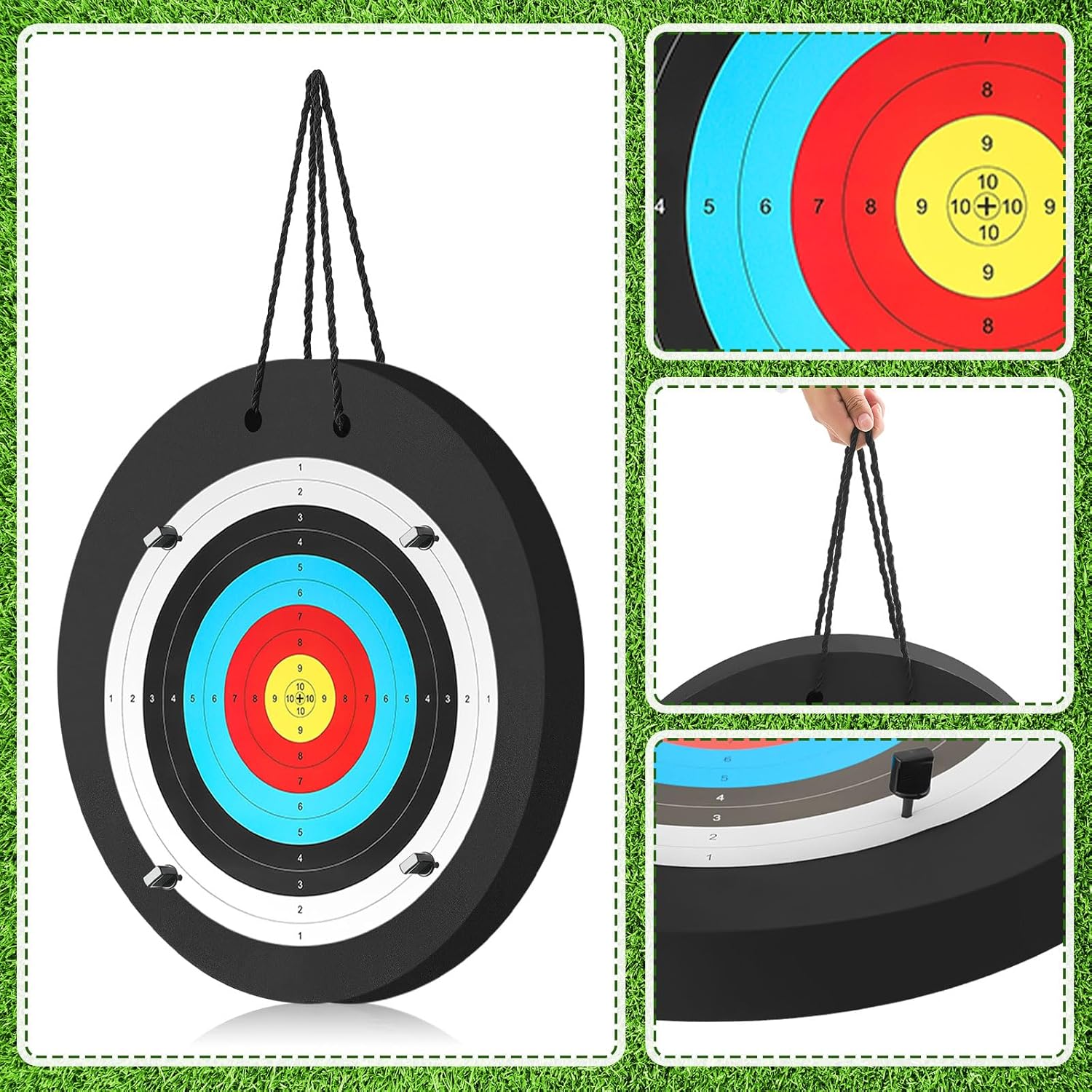 1 Pcs Foam Archery Target for Backyard, High-Density Round Archery Bow Target with Pins, 20 Pcs Paper Arrow Targets and Arrow Puller for Compound Bow Shooting Practice