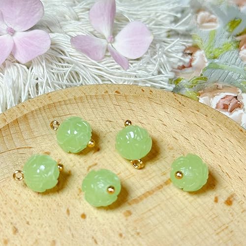Miniatura 3 de MIROTENGONE Botones de flores para coser botones de flores 1330" (11 mm) Botones de imitación de jade 10 piezas (verde)