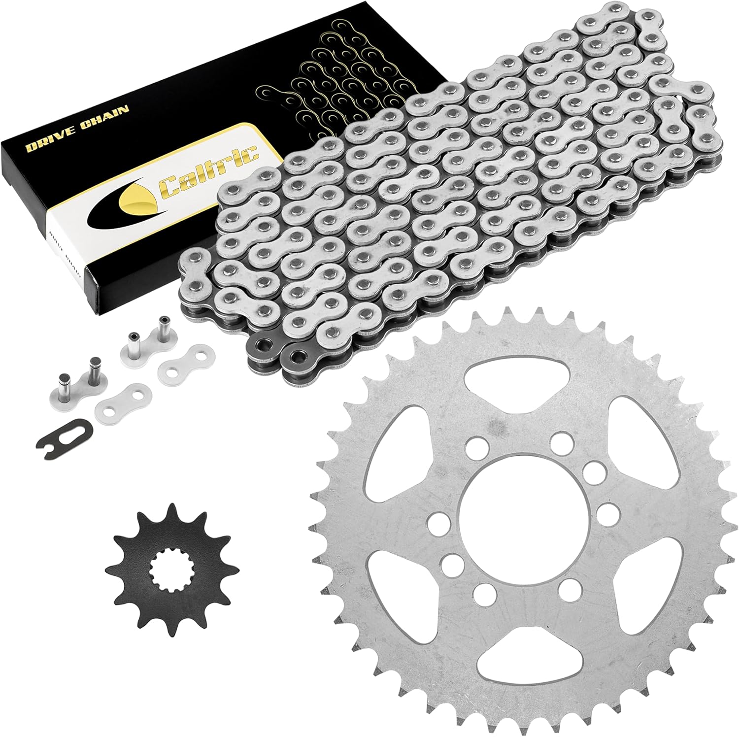 Caltric Drive Chain and Sprockets Kit Compatible with Suzuki LT230S Quadsport 230 1985 1986 1987 1988