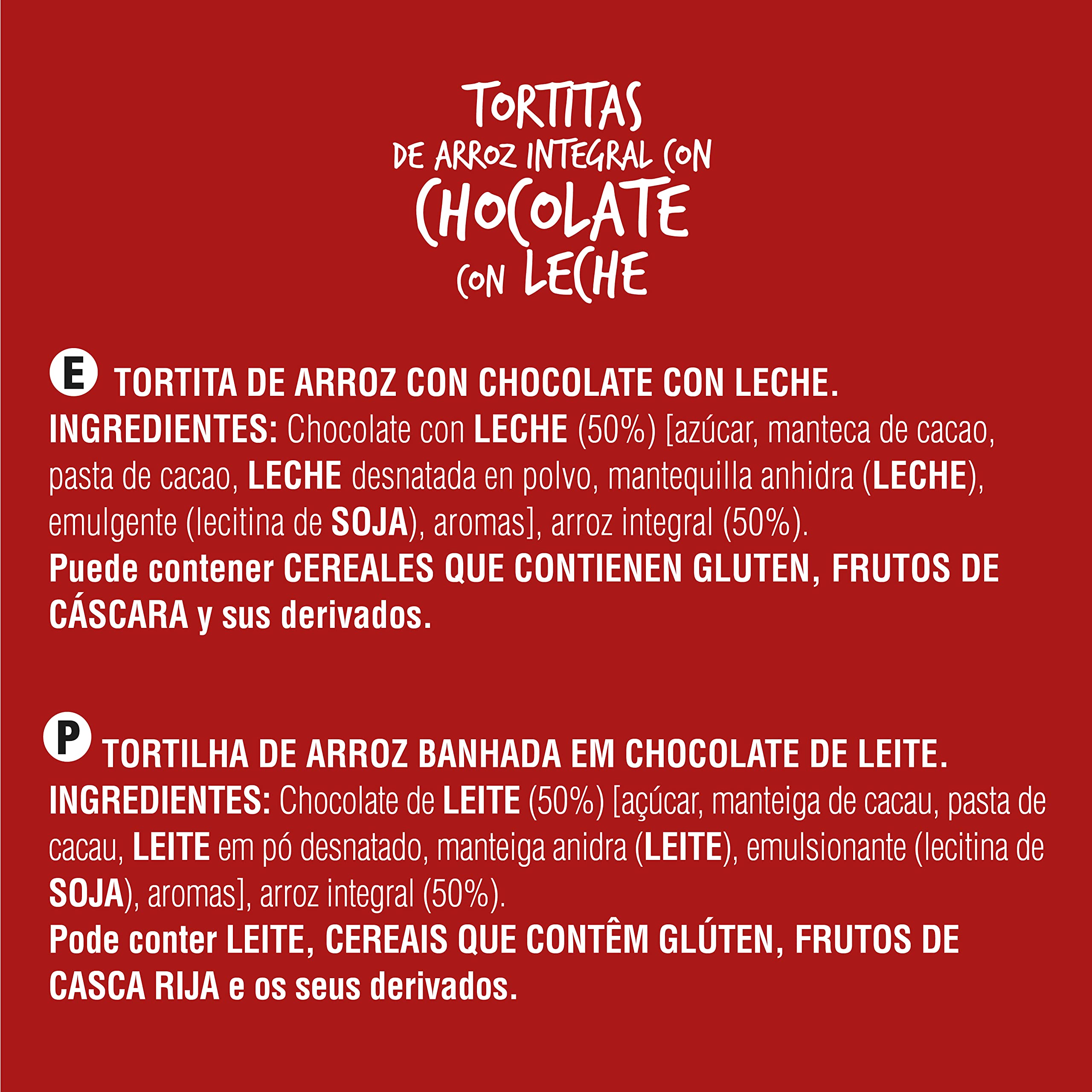 Bicentury - Tortita de arroz integral con chocolate leche (14 unidades)