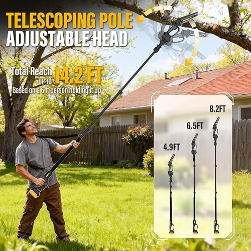 Miniatura 2 de Sierra de poste inalámbrica 2 en 1, 8 pulgadas, sin escobillas, mini motosierra compatible con batería Dewalt de 20 V Max (solo herramienta), poste