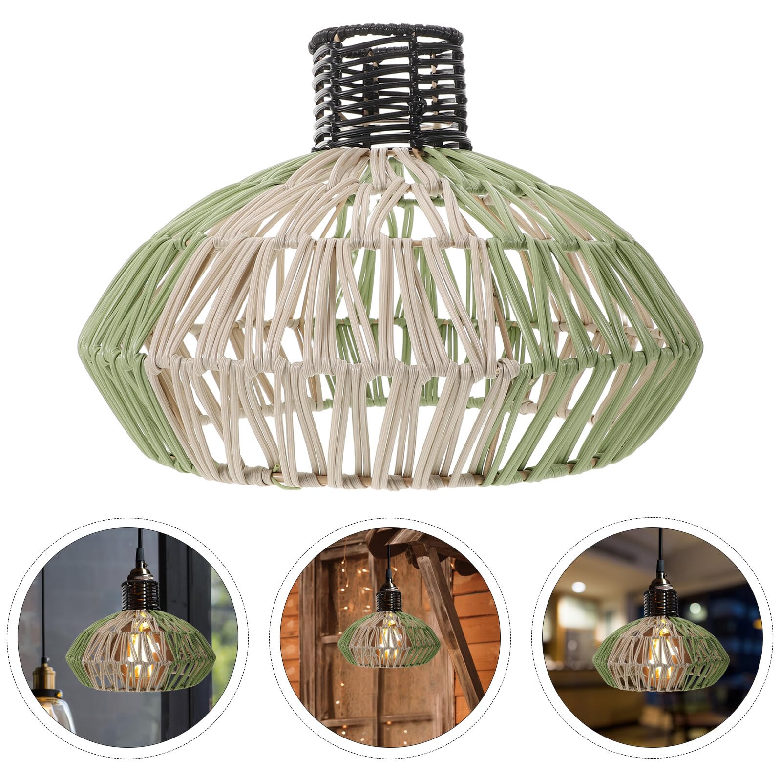 Ręcznie Tkany Abażur Do Lampy Wiszącej z Trwałego Plastiku i Metalu Klosz Stylu Rustykalnym i Boho Łatwy Montażu i Czyszczeniu Idealny Do Salonu i Kuchni