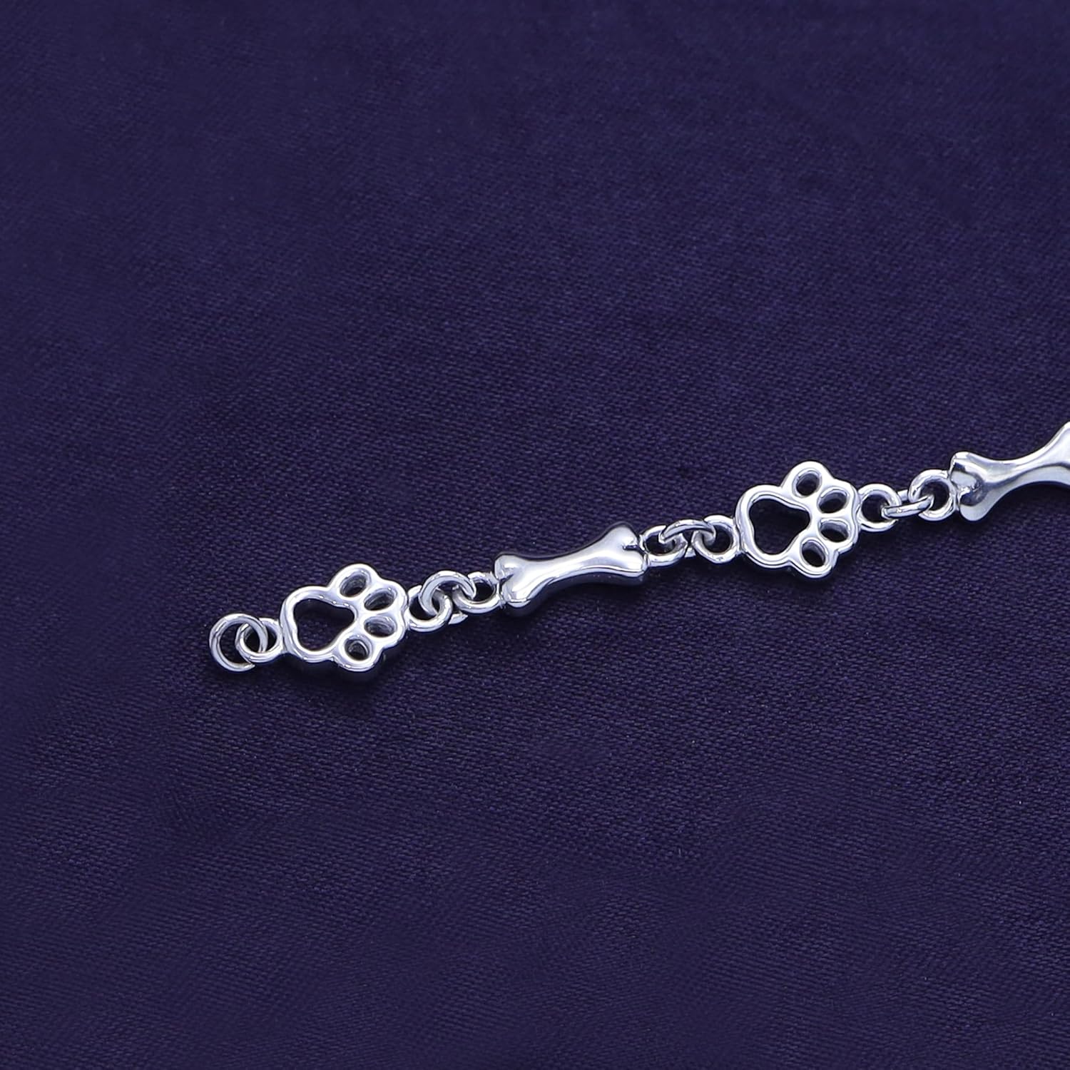 Charm Dog Paw And Bone Bracelet for Men & Womens in 14k Gold Over Sterling Silver Bangle Bracelet