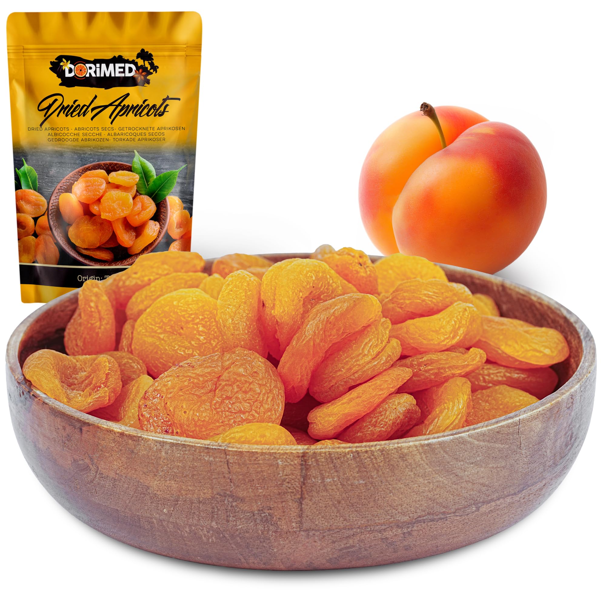 Albaricoques Secos | 1Kg Orejones de Albaricoques | Desecados y Nutritivos | Fruto Saludable de Gran Calibre | Sin Azúcar | Alto en Fibra | Sin Gluten | Vegano y Vegetariano | Dorimed