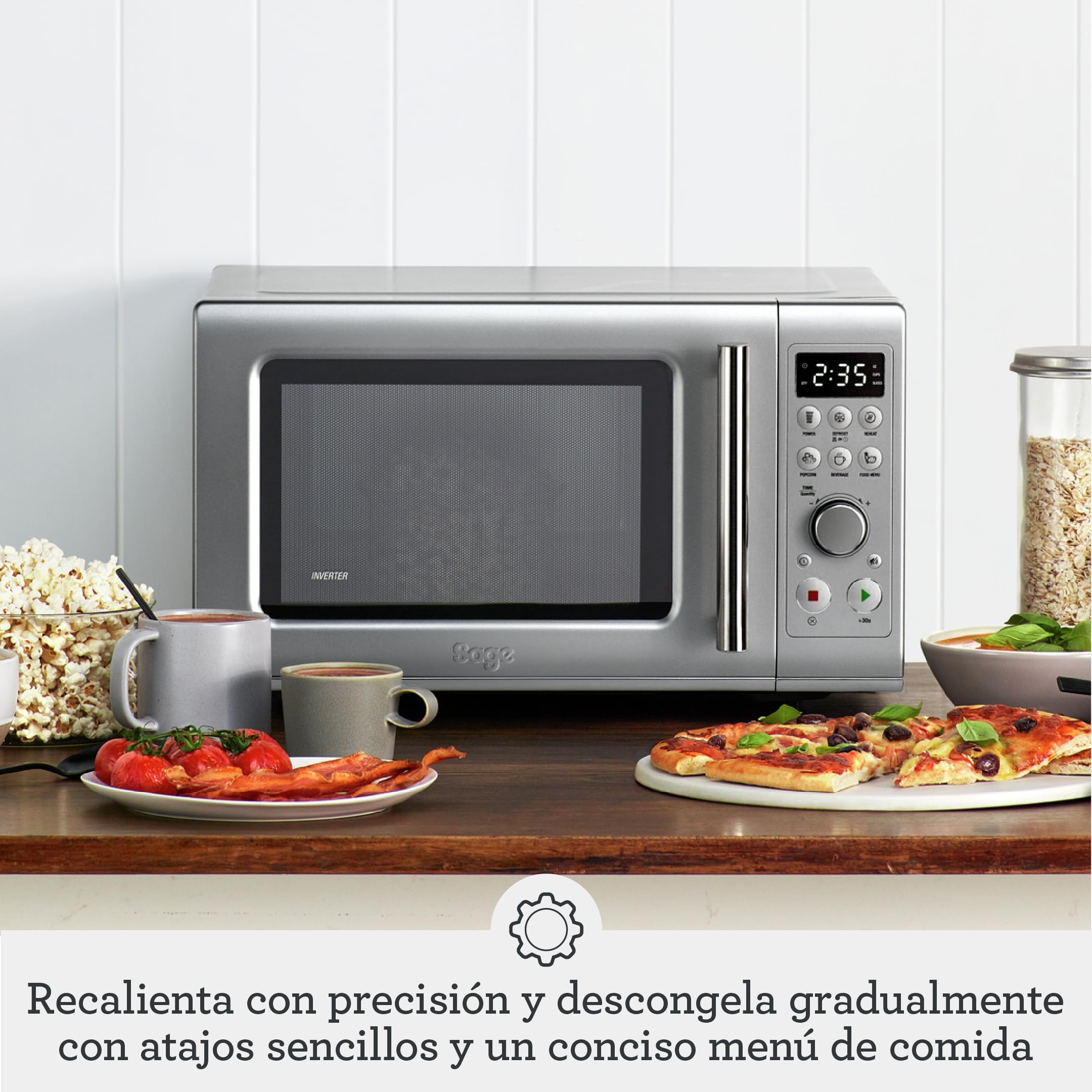 Sage Compact Wave, Microondas de Cierre Suave, Plata