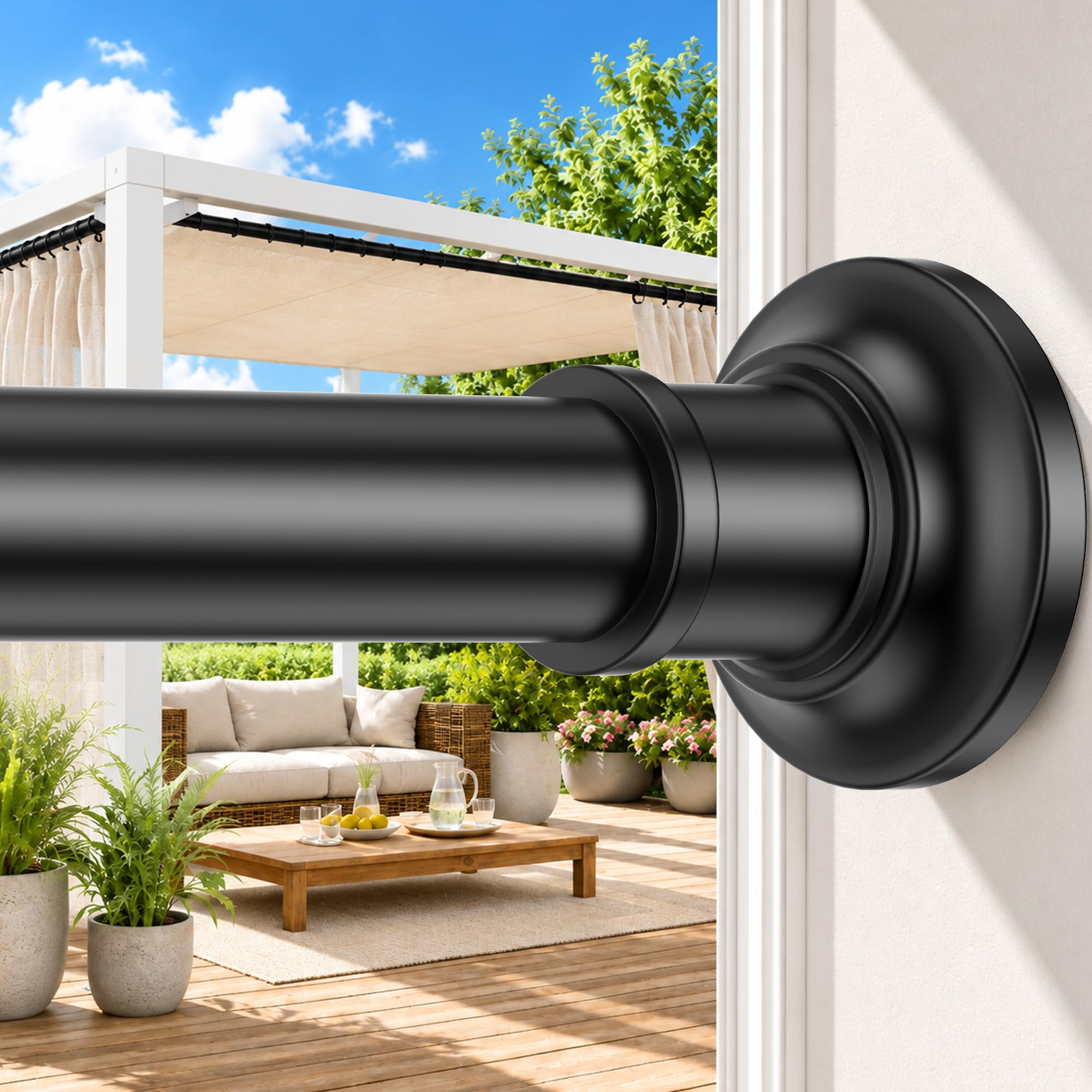 Outdoor Tension Rods No Drilling Shower Curtain Rod 30-132 Inch