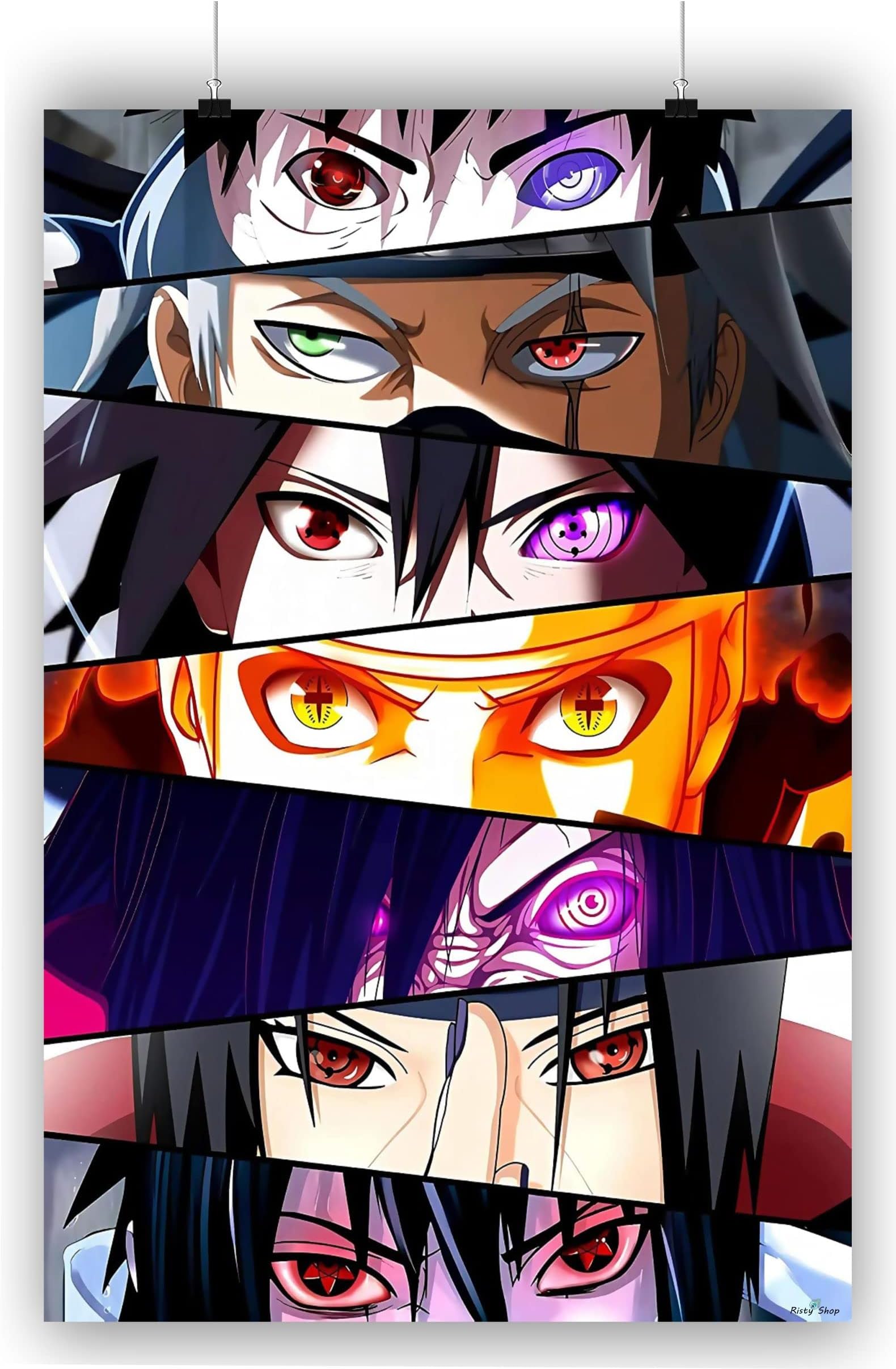 Risty Shop High Definition Naruto Eyes Superhero Jujutsu Manga Anime Poster -Non Toxic Ink,Matt Finish Large Size12X18Inch,No Frame ,Multicolour - Paper