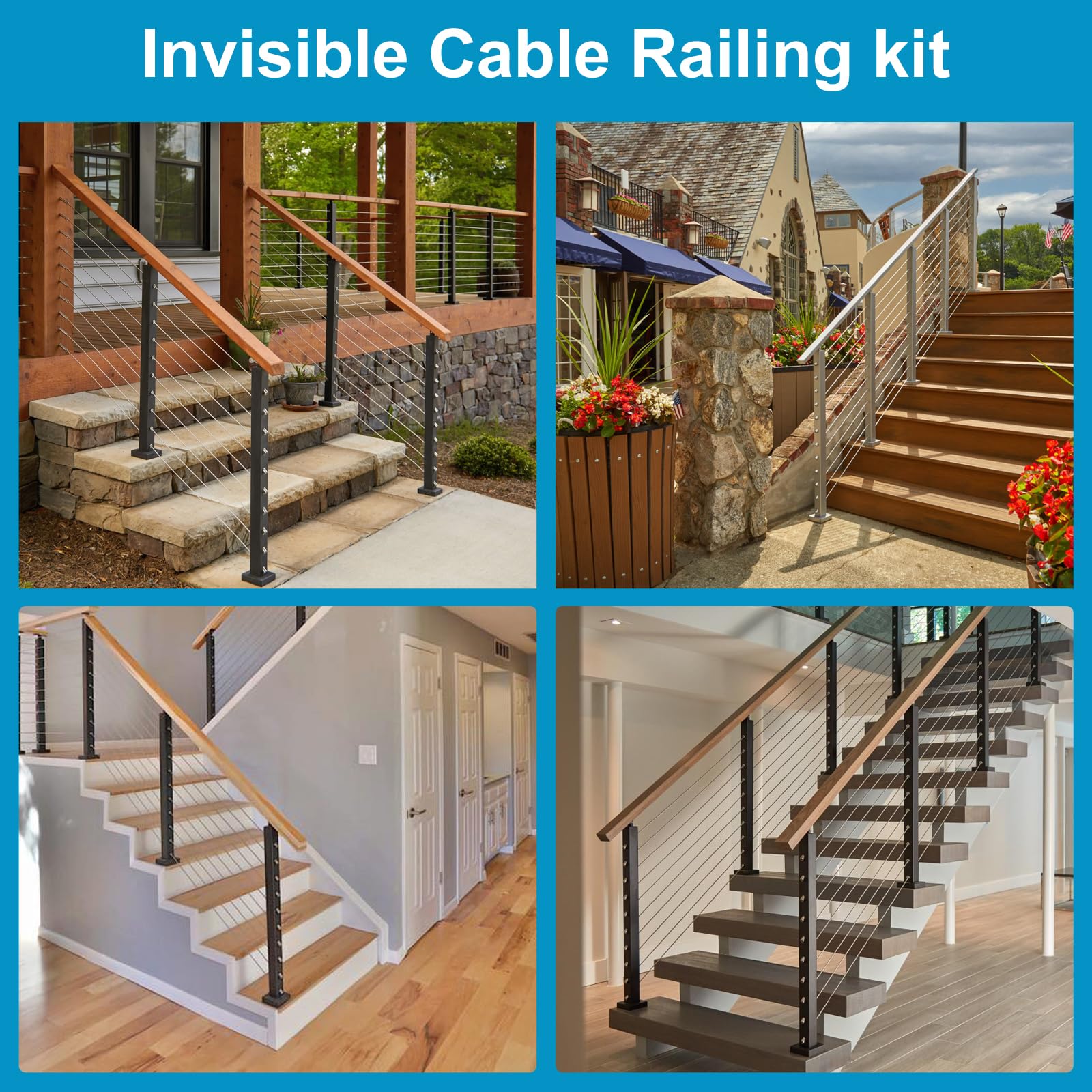 Kit per ringhiere invisibili, confezione da 20 tenditori a pressare SST316 e terminale nascosto per ringhiere cavi, hardware per ringhiere per cavi da 1/8", con perno filettato di ricambio per