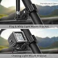 Vista 4 de Soporte de luz de látigo UTV y soporte de barra de luz, abrazadera de aleación de aluminio resistente para jaula enrollable de 1.75 a 2 pulgadas