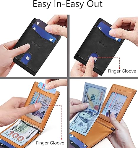 Miniatura 5 de Bulliant - Billetera delgada con bolsillo frontal y clip para billetes, billetera plegable para hombres con capacidad para 10 tarjetas de 3.1x4.5