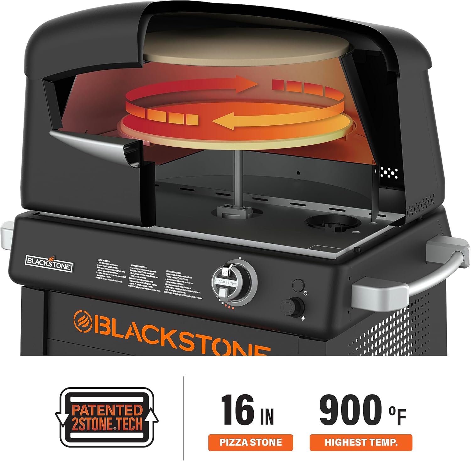 Black Outdoor Gas Pizza Oven with Stand
