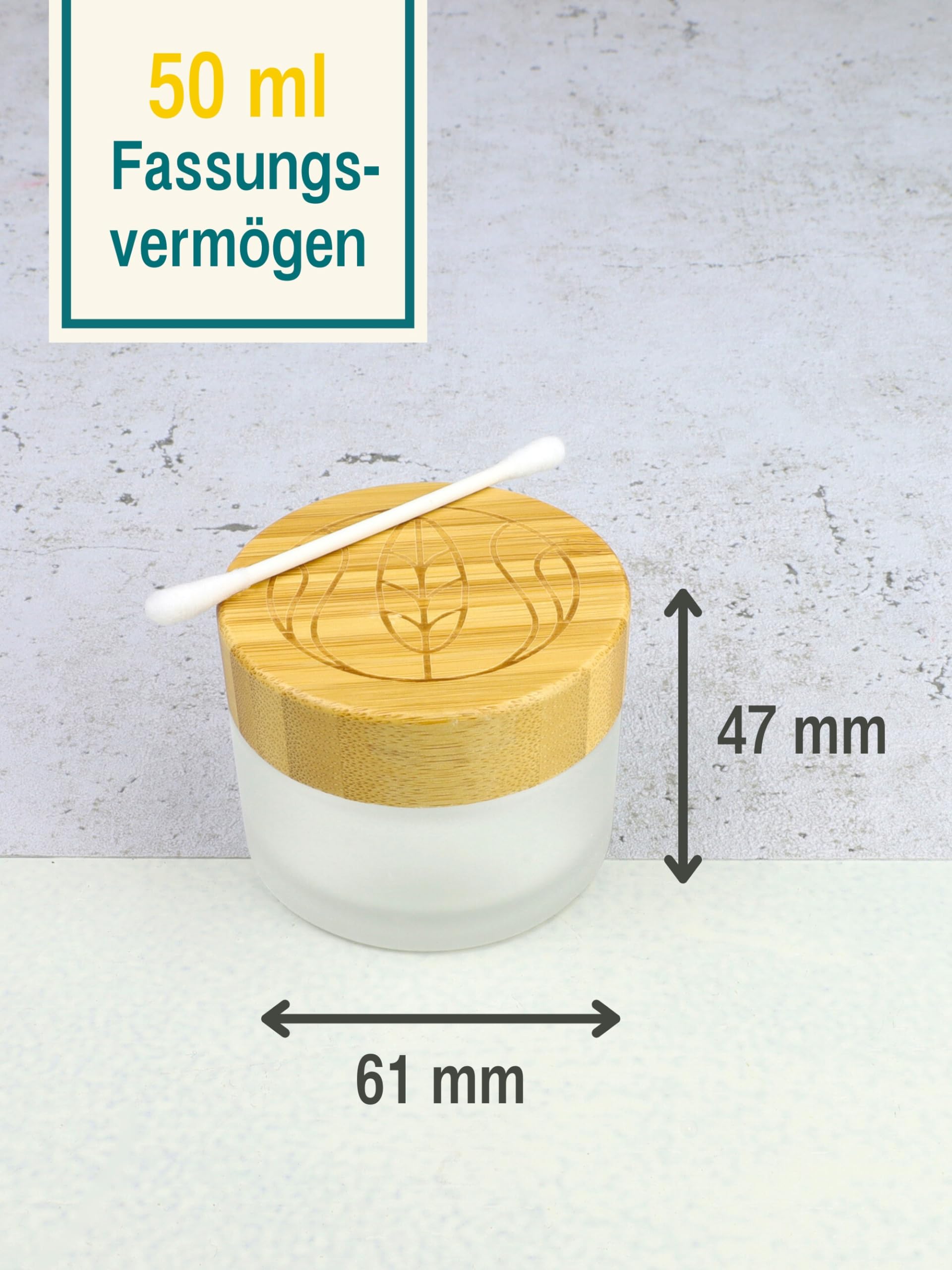 Wachsmann – leere Glastiegel mit Bambusdeckel (5 ml, 20 ml, 50 ml oder 100 ml) – auslaufsicher, dickes Milchglas – nachhaltige Kosmetikbehälter für DIY Kosmetik, Cremes & Salben