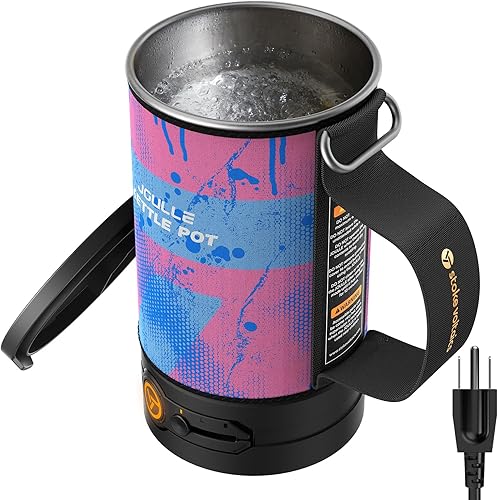 Hervidor eléctrico, caldera de agua portátil para café y té, mini tetera de acero inoxidable 304, agua de ebullición rápida de 500 W con apagado