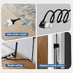 Chat flexible 6 Câble Ethernet 90° Angle droit 15 Pieds, Ultra Mince & Mince Rj45 LAN Gigabit de cordon applicable pour Mac, PC, Routeur, Ps4/5, (Noir)
