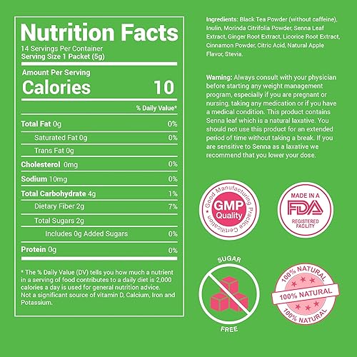 Skinny Teas - Palitos de té instantáneo, té de noche limpiador, 14 unidades, mezcla de desintoxicación de hierbas con hierbas limpiadoras de colon y