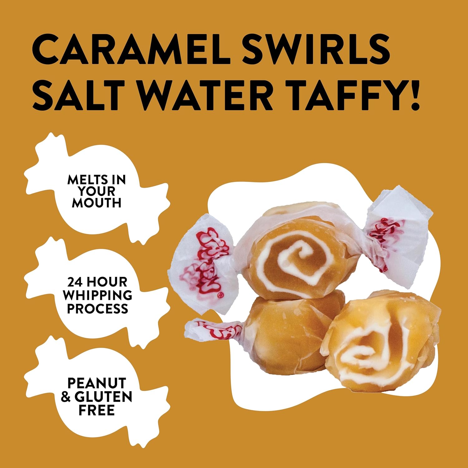 Taffy Town Saltwater Taffy, Caramel Swirls, 2.5 pound